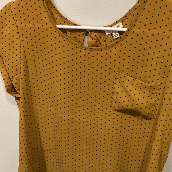 Lily White Dress Top Mustard Yellow Black Dots - Picture 2 of 5